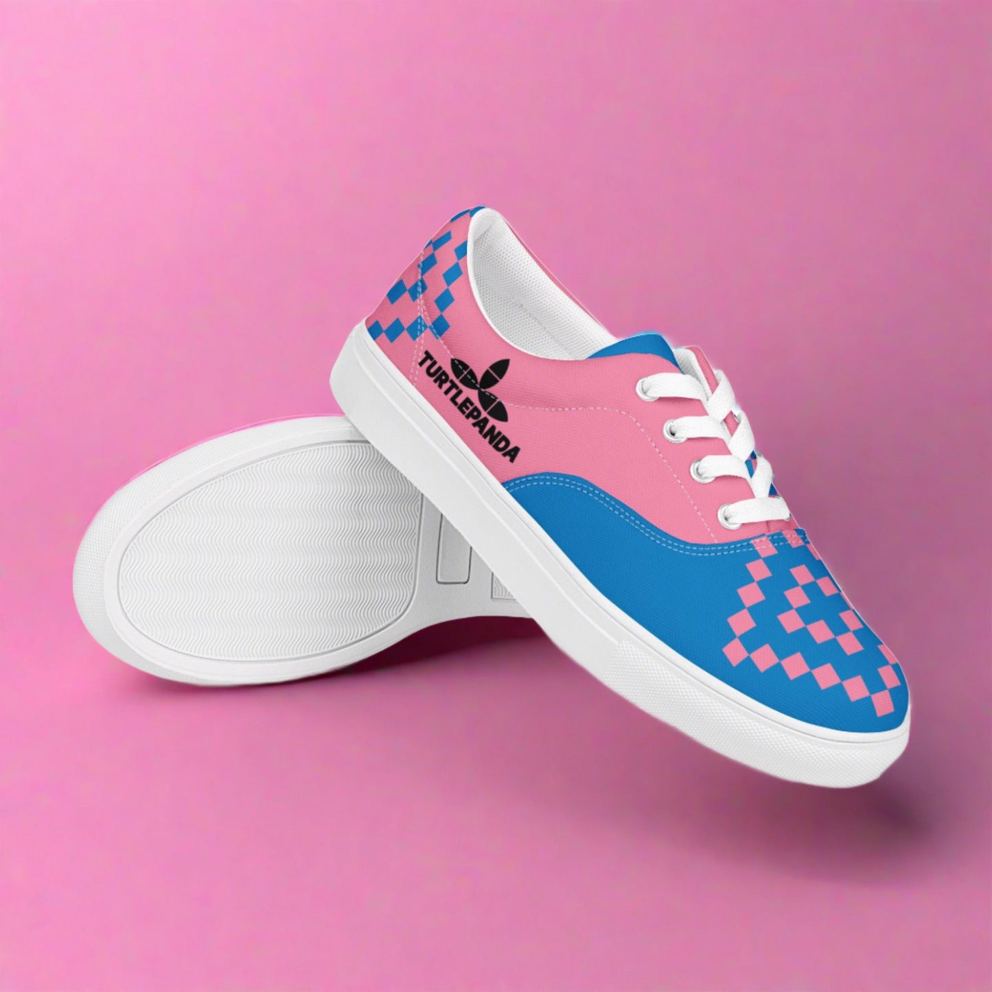pink and blue shoes
